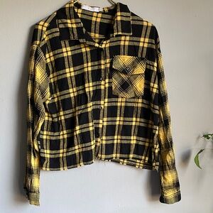 Plaid Button Down Shirt - Yellow and Black